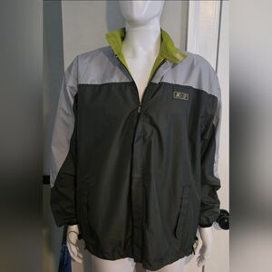 Starter Men's Gray and Green Windbreaker Jacket Size Med